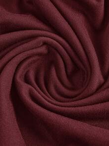 SHEIN Girlism 少女秋季白色斜肩褶皱腰身修身优雅休闲露脐上衣T恤 - 酒紅色 - 查看 5