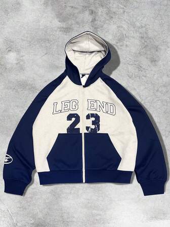 Street Life Sudadera de hombre con parches y contraste de colores, corte holgado