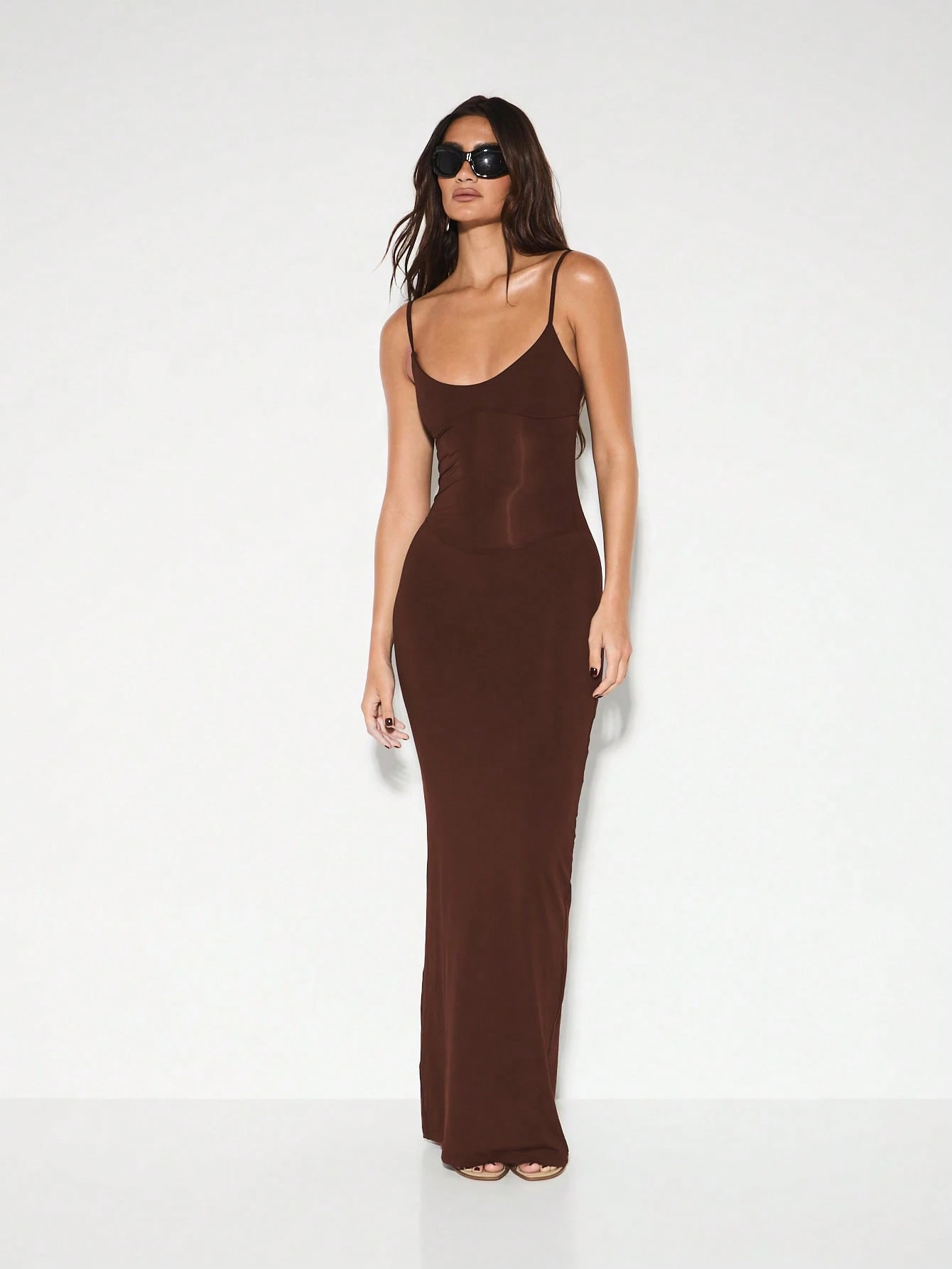 KIZN ボディコンメッシュパネルマキシドレス