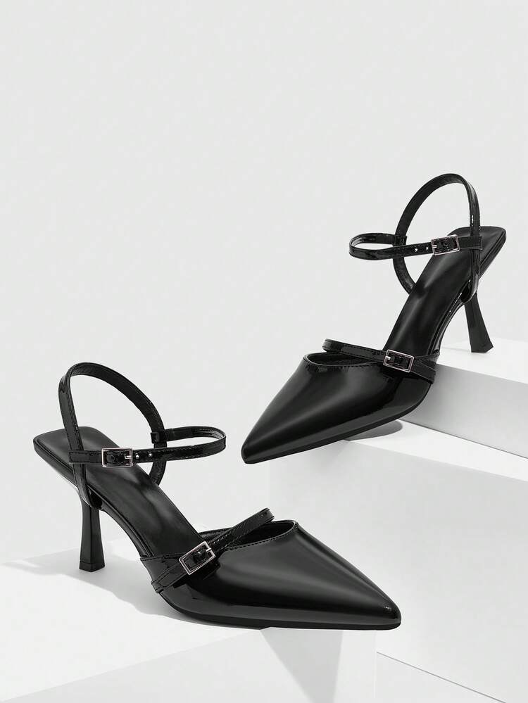 CUCCOO SZL Women's Pointed Toe Buckle Design Fashionable High Heels, Versatile For Daily Wear