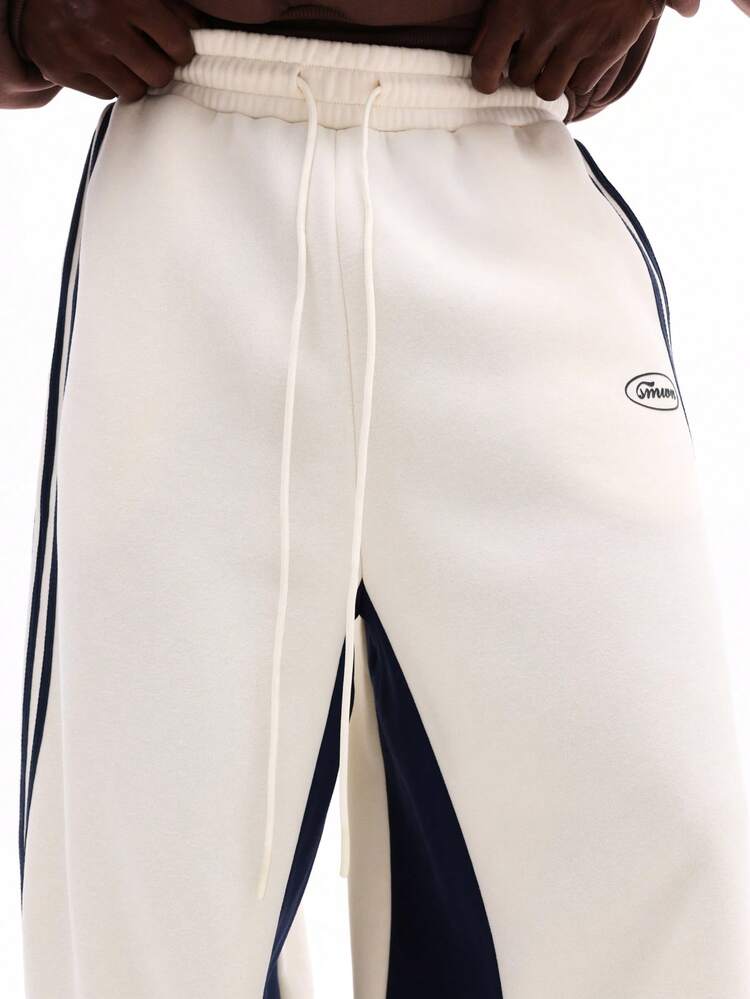 Drop Crotch Sweatpants With Contrast Panels