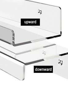 2pcs Acrylic Floating Shelf, 11.8 Inches Clear Wall Mounted Floating Display Rack For Toddler's Books, Spice, Bathroom, Makeup, Photos - Clear - View 3