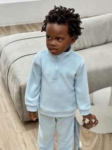 SHEIN Conjunto de camisa polo e calça casual de manga comprida, cor sólida, para bebês/meninos - Multicolorido - Ver 7