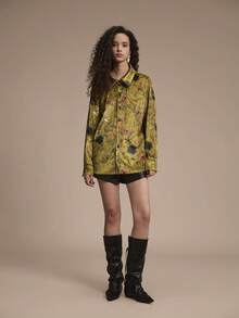 SHEIN Unity 优雅花卉印花黄色长袖女式衬衫 - 黃色 - 查看 7