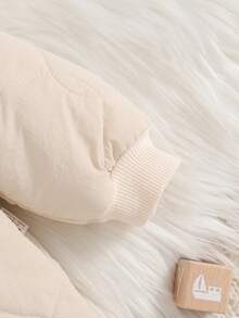 Cozy Pixies 新生儿男女宝宝卡通熊连帽长袖保暖连体衣，舒适百搭，适合秋冬季穿着 - 卡其色 - 查看 6