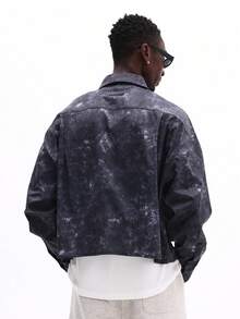 SUMWON Oversized Long Sleeve Button Down Shirt With Splattered Print Design For Casual Wear - Black - View 5