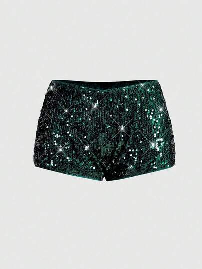 Grunge Punk Short mini sexy à taille très basse avec paillettes et sequins, convient pour l'été, la plage, la remise des diplômes, Pâques, les concerts, les vacances à Nashville, le bal de promo, le punk de rue, les festivals de musique