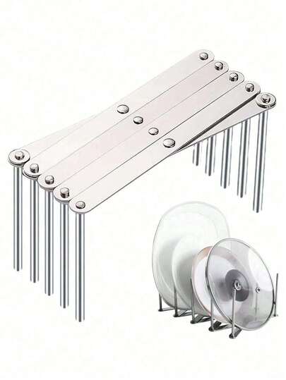 1 pezzo Scaffale laterale in acciaio inossidabile per pentole e coperchi in cucina, portapentole retrattile e pieghevole, rastrelliera portautensili