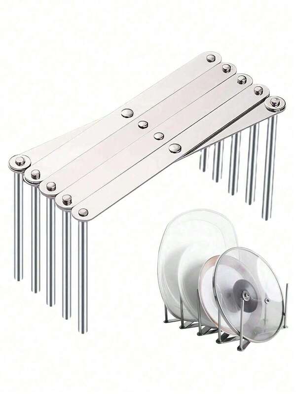 1 pezzo Scaffale laterale in acciaio inossidabile per pentole e coperchi in cucina, portapentole retrattile e pieghevole, rastrelliera portautensili