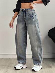 Flexra Vintage Washed Casual Flared Jeans With Thermal Lined - Medium Wash - View 3