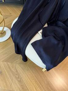 GlowEve CURVE Plus Size Casual Solid Color Drawstring Waist Pants - Navy Blue - View 5