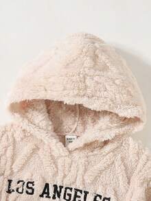 Maija Kids 年轻女孩刺绣图案连帽衫和运动裤休闲套装 - 杏色 - 查看 3