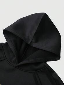 ROMWE MEN Street Life 男士休闲宽松百搭时尚连帽运动衫 - 黑色 - 查看 6