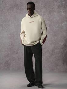 STYNVO Men's Casual Printed Drop Shoulder Long Sleeve Hoodie, For Fall Winter Men S Graphic Hoodie Oversized Hoodie Men Hoodie - Apricot - View 5