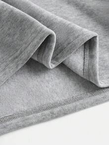 少女印花圆领短款卫衣和裤子休闲套装 - 灰色 - 查看 11