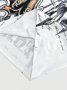 ROMWE MEN 男士字母十字印花圆领短袖休闲T恤 - 白色 - 查看 8