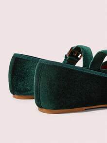 CUCCOO DOLLMOD Damen elegante, niedliche, vielseitige grüne klassische Samt Mary Jane Ballerinas - Minzgrün - Übersicht 3