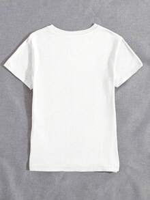 Glimmora Áo thun tay ngắn in họa tiết cổ điển thường ngày dành cho nữ, mùa hè - trắng - Xem 2