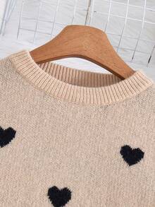 2pcs/Set Women's Fashionable Heart Graphic Crew Neck Casual Sweater And Wide Leg Pants Knit Suit, Autumn/Winter Knit Set Knit Two Piece Clothes Co Ord Sets Two Piece Set Long Sleeve Set Girl Knit Set Cute Sets Teen Clothes Set Girl Winter Clothes Teen Girls Sets Girls Sweater Sets Girl Clothes Autumn And Winter Clothes Girls Outfit Sets Winter Girl Outfit Set - Multicolor - View 3