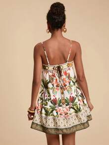 Travachic 度假风编织吊带宽松女式迷你连衣裙 - 彩色 - 查看 2