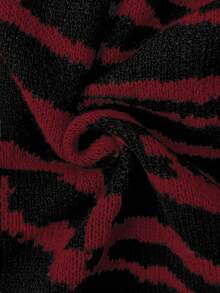 Elenzga Classic Unique Fashion Zebra Stripe Knitted Round Neck Dress, Niche Design Fashionable Charming Women Sweater Dress