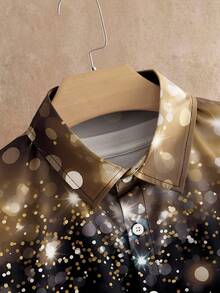 Manfinity VCAY 男士新年闪亮庆典休闲数码印花长袖衬衫太空衬衫星空印花衬衫男士闪亮衬衫抽象印花长袖衬衫男士亮片衬衫 - 彩色 - 查看 5