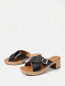 Styleloop 女士夏季度假休闲高跟凉鞋 - 黑色 - 查看 8