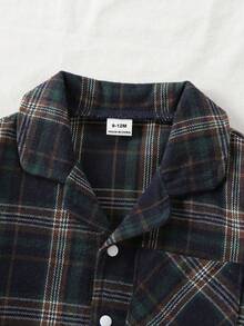 Baby Boys Plaid Cotton Woven Loungewear Set - Navy Blue Plaid Cotton Woven Loungewear 2-Piece Combo Classic Plaid Pattern Design Navy Blue Green White Plaid Color Lapel Long Sleeve Plaid Top Cotton Woven Pants Cotton Woven Set 2-Piece Combo Social Media Style Classic 2026 New Year Holiday Essential Four Season Baby Boys Plaid Cotton Woven Loungewear Set Baby Boy Plaid Checkered Baby Boy Clothes Baby Boys Outfit - Multicolor - View 3