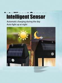 1PC Solar Outdoor Wall Light Security Light With Motion Sensor 3 Modes Decorative Wall Lights Suitable For Courtyards - Black - View 5