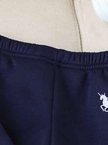 SHEIN 3pcs Baby Boy Baby Girl Unisex Infant Toddler 6M-3T Embroidered Pattern Crew Neck Thermal Lined Sweatshirt And Striped Shawl Collar Pants Set, Autumn/Winter Baby Casual Sets Baby Autumn Outfits Baby Tracksuit Baby Winter Outfits Baby Sweat Outfits Baby Boy Outfit Baby Boy Outfit Set Baby Boy Clothes Boys Outfit Sets Fall Kids Boys - Blue - View 6