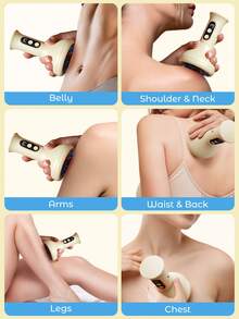 Teckwe Masajeador eléctrico con calefacción, piedras calientes para masaje, cepillo de meridianos, herramienta de masaje para celulitis, drenaje linfático universal, amasado, masaje abdominal y de espalda, para uso doméstico y spa