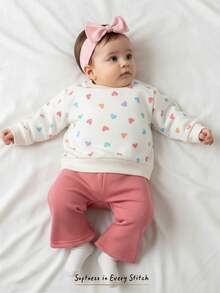 Cozy Pixies Conjunto de sudadera con capucha y pantalones acampanados suaves y cómodos para bebés niñas recién nacidas - Rosa - Ver 1