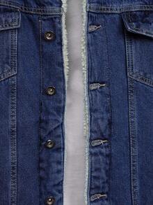 EURMUSE Herr Fleece-Kanter Denimjacka Med Krage - Mediumtvätt - Visa 4