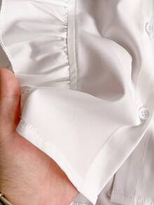 Sparklyn 女童休闲通勤优雅荷叶边衬衫和裤子百搭套装 - 彩色 - 查看 5