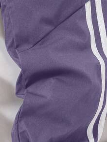 SHEIN 男童百搭侧条纹印花裤 - 紫色 - 查看 4