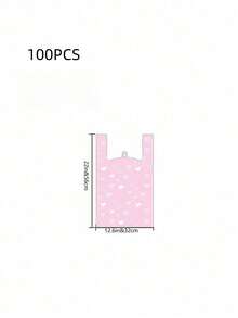 50个粉色可爱情人节塑料T恤袋，粉色散装塑料袋，粉色可爱爱心塑料袋，珠宝包装袋，感谢袋，购物袋，外带袋，外卖袋，超市包装袋，手提包汽车垃圾袋，包装袋，商品袋 - 彩色 - 查看 7