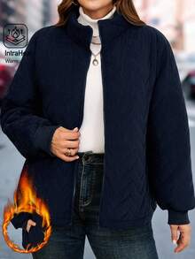 EMERY ROSE Áo khoác dày dặn thường ngày cỡ lớn dành cho nữ, màu xanh navy, mùa đông - Màu xanh hải quân - Xem 8