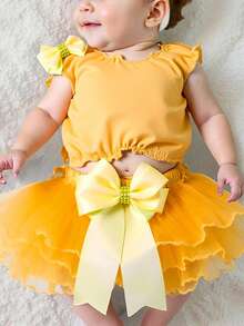 Baby Girls Shirt Co-Ords - Yellow - View 3