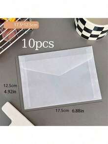 10pcs Sulfuric Acid Paper Semi-Transparent Card Holder Protector Envelopes, Waterproof File/Photo Storage Sleeves,Christmas - Multicolor - View 16