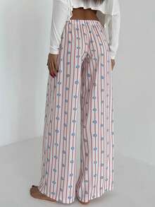 Aloruh Women's Colorblock Printed Casual Pants - Pink - View 2