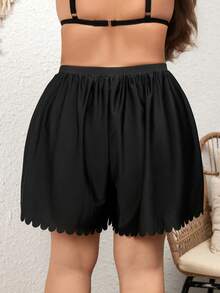 SHEIN CURVE+ Plus Size Women Laser Cut Floral Black Swimsuit Dress