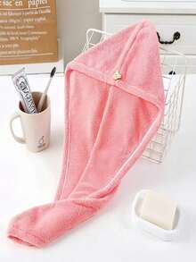 SHEIN 1pc/4pcs Women's Quick Dry Hair Towel Wrap - Highly Absorbent Microfiber Hair Drying Caps, Coral Fleece Bathroom Turban Towel Home Bathroom Decor Hair Bonnet - Multicolor - View 4