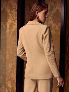 MOTF PREMIUM 女士高级水钻装饰西装外套 - 咖啡棕 - 查看 7