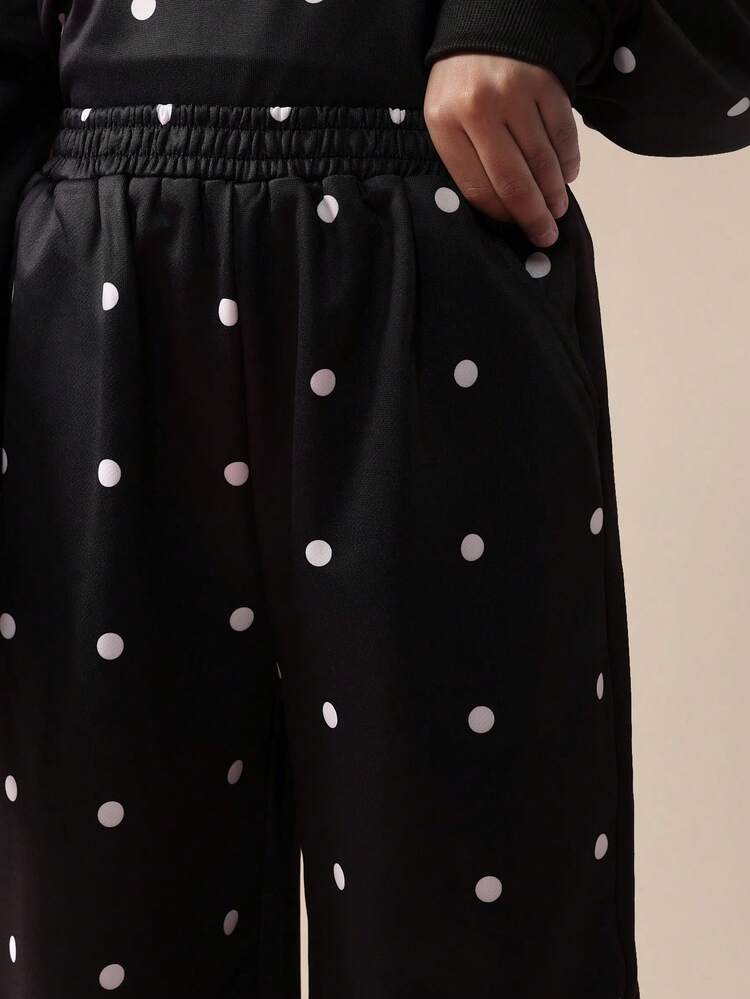 Polka Dot Hoodie And Sweatpants Set