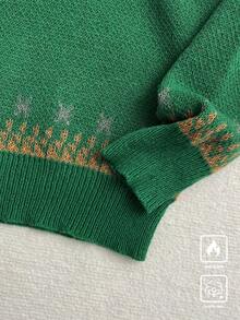 Manfinity Homme Men's Christmas Pattern Crew Neck Long Sleeve Sweater - Green - View 5