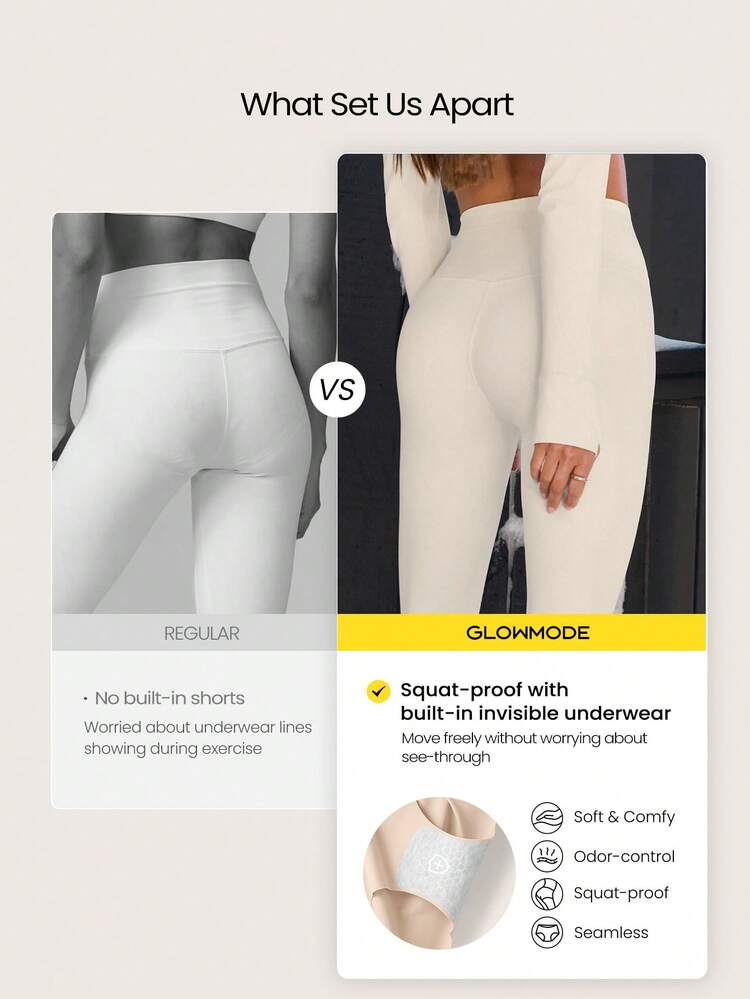 24" FeatherFit™ Renew Leggings With Built-In Underwear Valentine's Day Low Impact Yoga Pilates Daily Valentine's Day