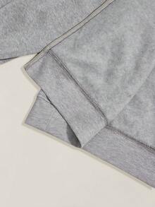 SHEIN ICON 大码女式长袖拉链亮片休闲卫衣/冬季 - 灰色 - 查看 9