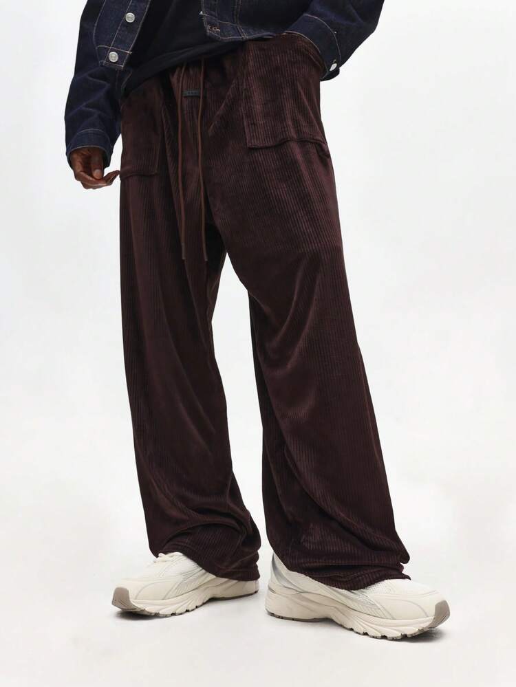 Plush Ribbed Corduroy Loose Joggers