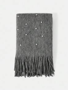 MOTF PREMIUM FAUX PEARL DECOR SOFT SCARF - Grey - View 3