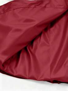 Maweii Plus Size Women Stand Collar Ruffle Zip-Up Fleece Hooded Jacket, Suitable For Winter Outerwear, Snow Season, Commuting - Red - View 6